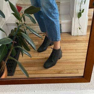 Black Leather Heeled Booties